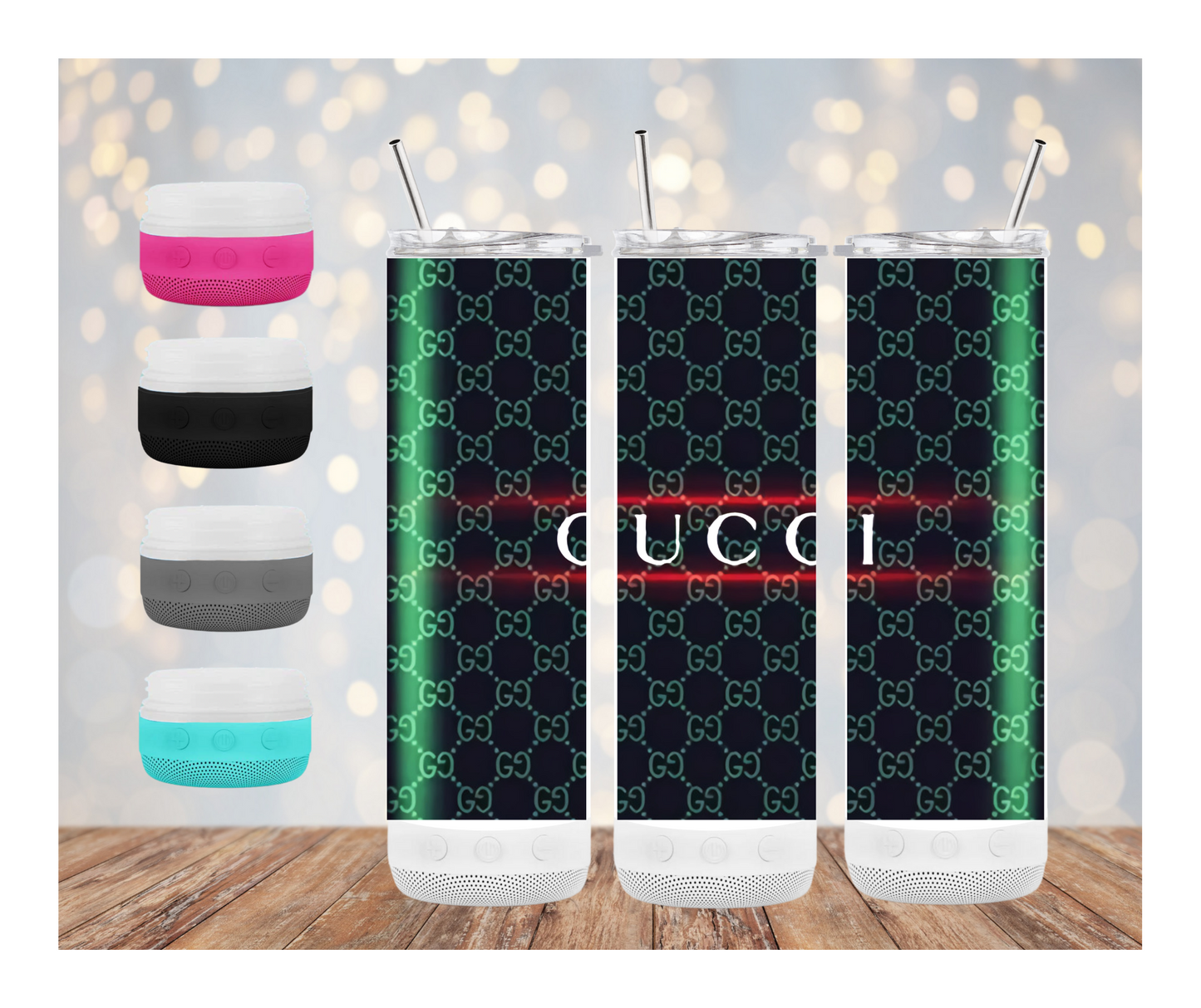 Fashion Brands Skinny Sublimated Tumbler With Bluetooth Speaker